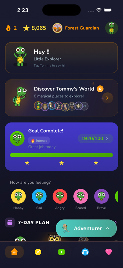 The same Home screen on an iPhone, laid out in a single column